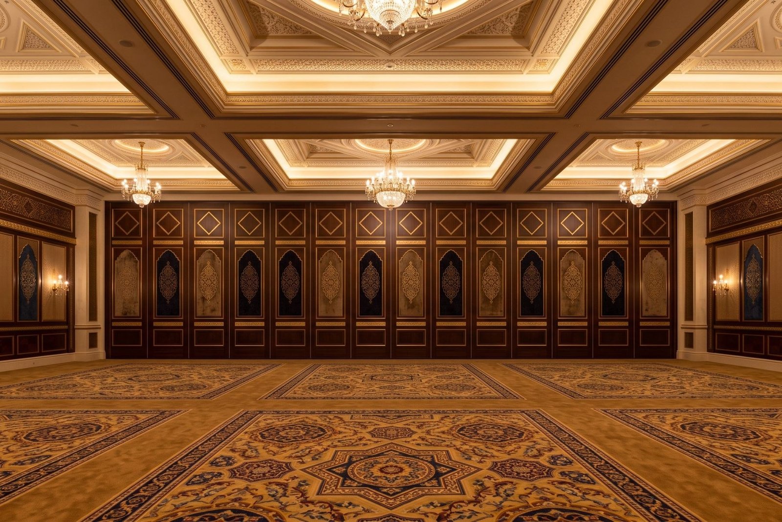 Completed hotel ballroom with the partition closed